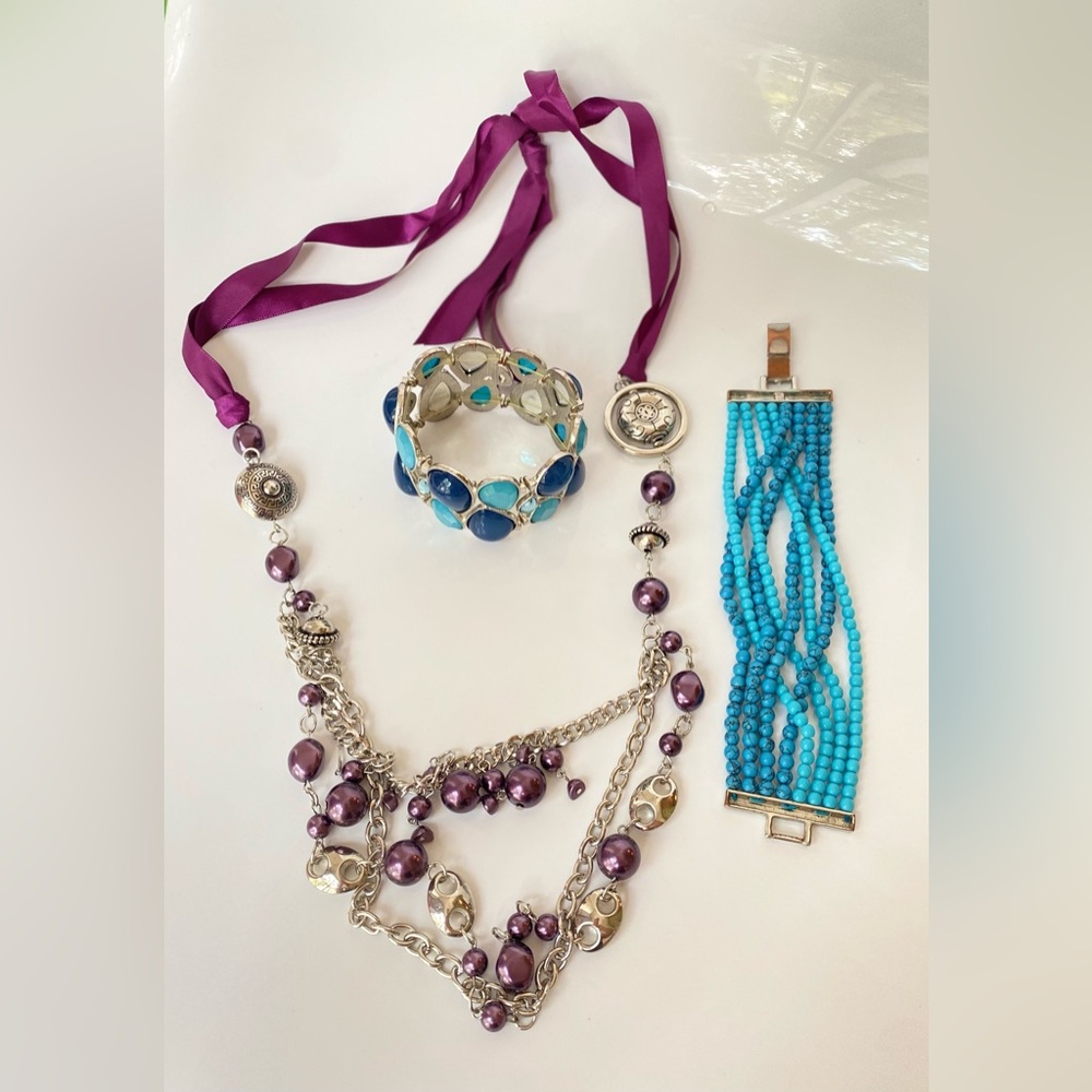 Gorgeous Necklace & two Bracelets, includ. Banana Republic Turquoise Bracelet.
